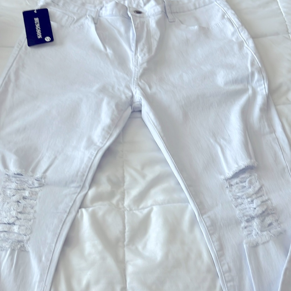 Hungson white distressed jeans